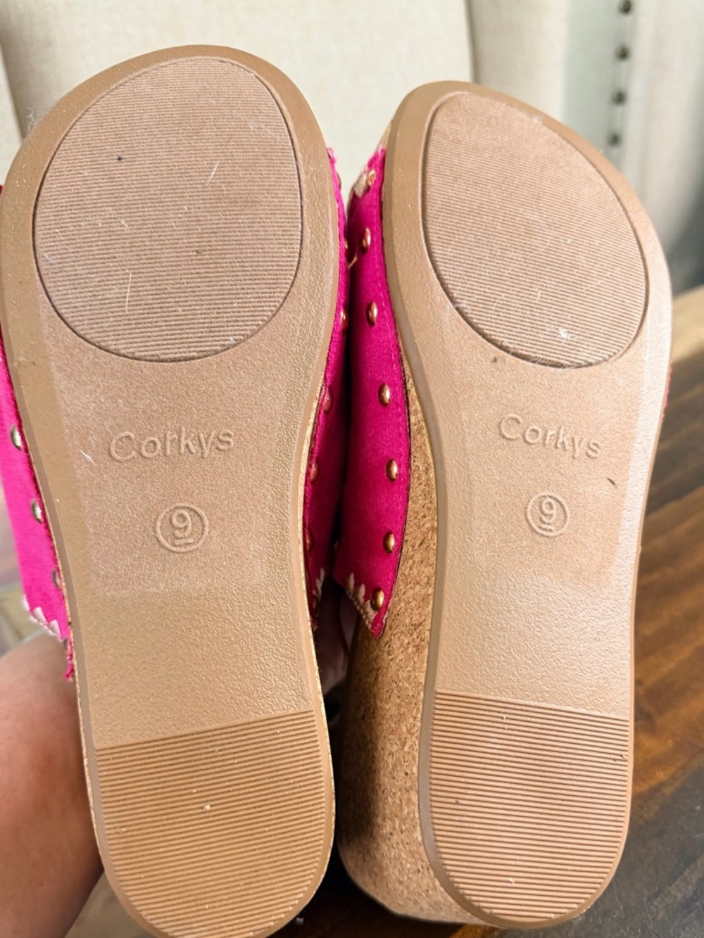 Corkys Bright Pink Suede Slip-On Wedge Mules - Picture 4 of 6